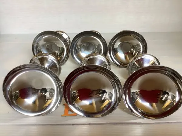 Illustration numéro 5 du produit 6 coupes à pied avec frise argenté en métal à glace