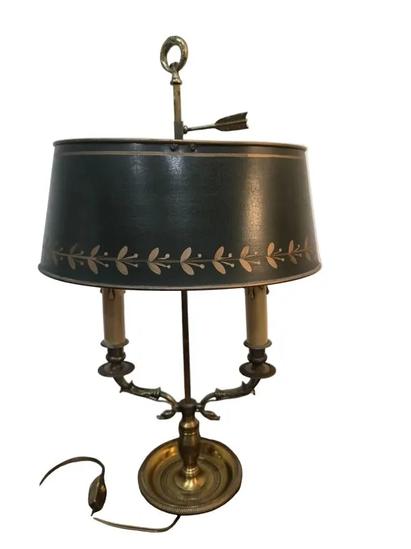Illustration numéro 5 du produit Lampe bouillotte Empire à deux feux en laiton