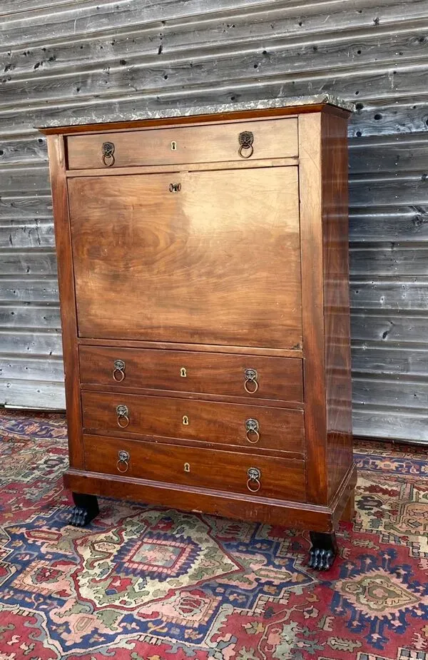 Illustration numéro 5 du produit Secrétaire à abattant en acajou d’époque consulat xix eme siècle