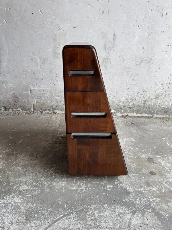 Illustration numéro 5 du produit Meuble triangulaire en bois foncé pour avion, à 3 tiroirs, armoire aéronautique en bois courbé