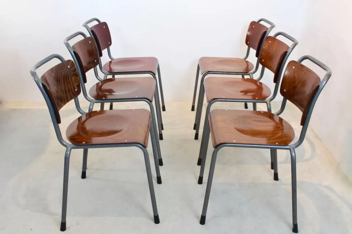 Illustration numéro 5 du produit Chaise industrielle en contreplaqué 'TH-Delft' par WH Gispen