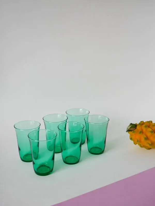 Illustration numéro 5 du produit Lot de 6 verres en verre vert 1970
