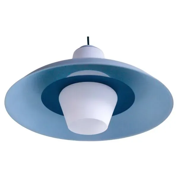 Illustration numéro 5 du produit Suspension Philips en verre dépoli bleu ciel de Louis Kalff