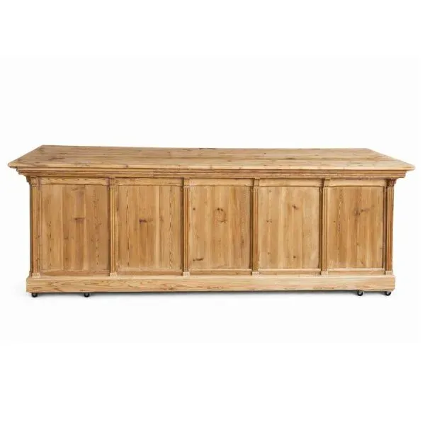 Illustration numéro 5 du produit Grand comptoir de mercerie ancien en bois brut – 296 cm