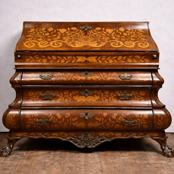 Illustration numéro 5 du produit Important commode sciban galbée Hollandaise époque Louis XV, en marqueterie