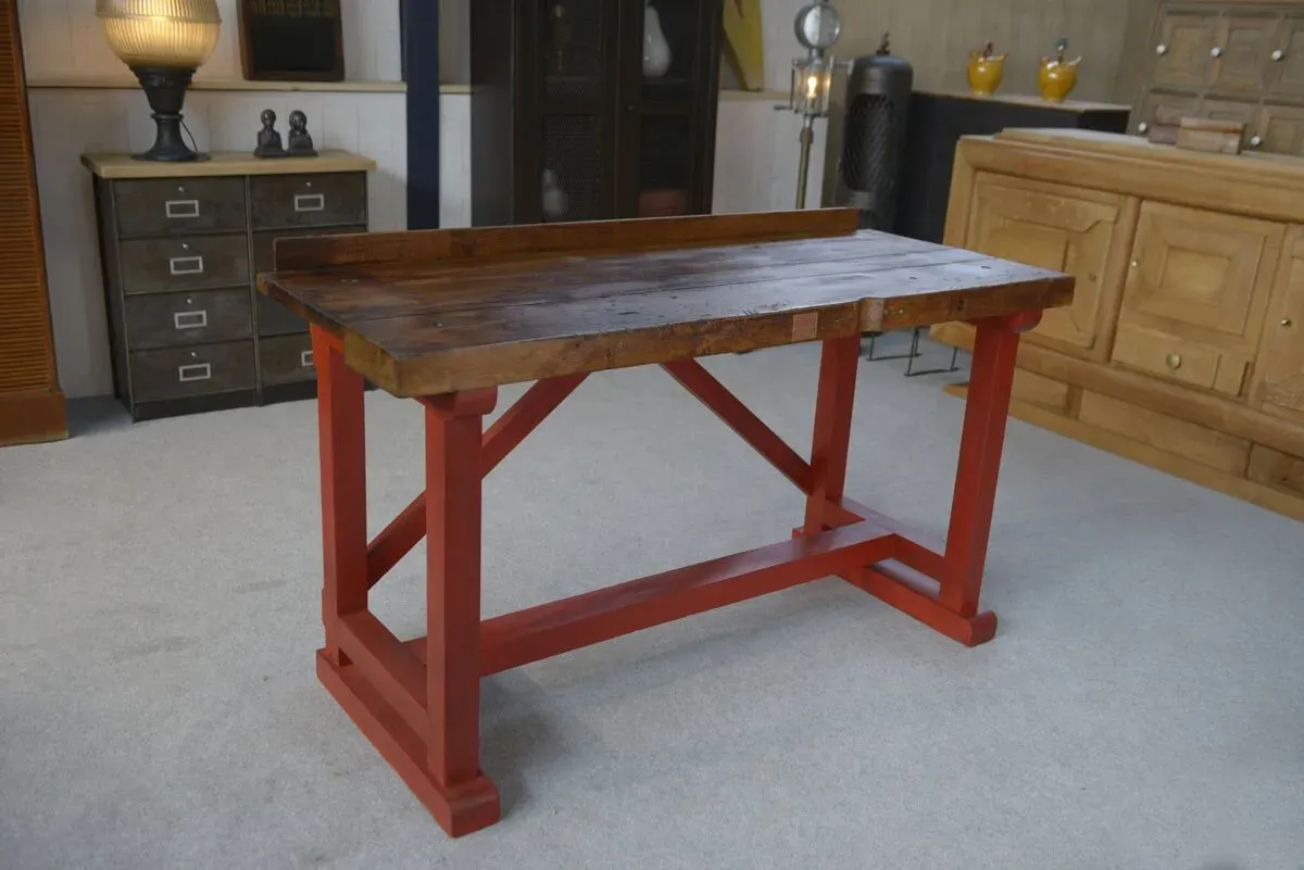 Illustration numéro 5 du produit Etabli d'atelier en hêtre industriel 1950's