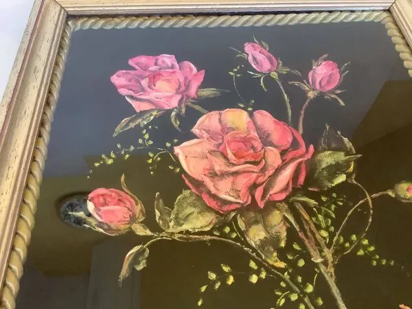 Illustration numéro 5 du produit Tableau bouquet de fleurs peint sur velours signée