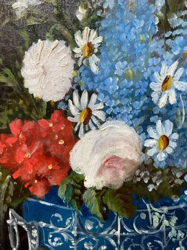 Illustration numéro 5 du produit Tableau hsp ''nature morte aux fleurs des champs'' xix° signé bournay + cadre