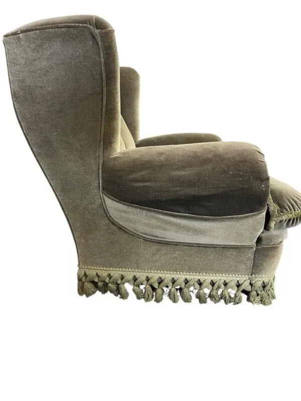 Illustration numéro 5 du produit Fauteuil club vintage vert à franges