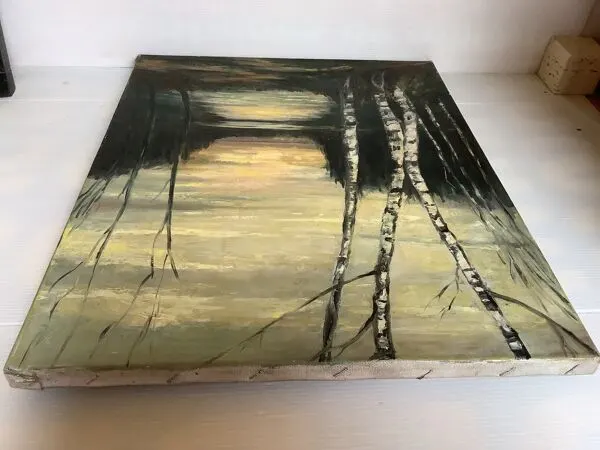 Illustration numéro 5 du produit Tableau coucher de soleil huile sur toile signée