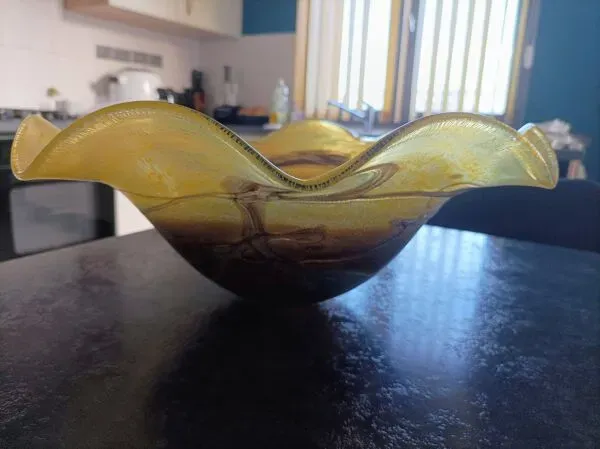 Illustration numéro 5 du produit Grand Abat-jour vintage en verre soufflé style Biot