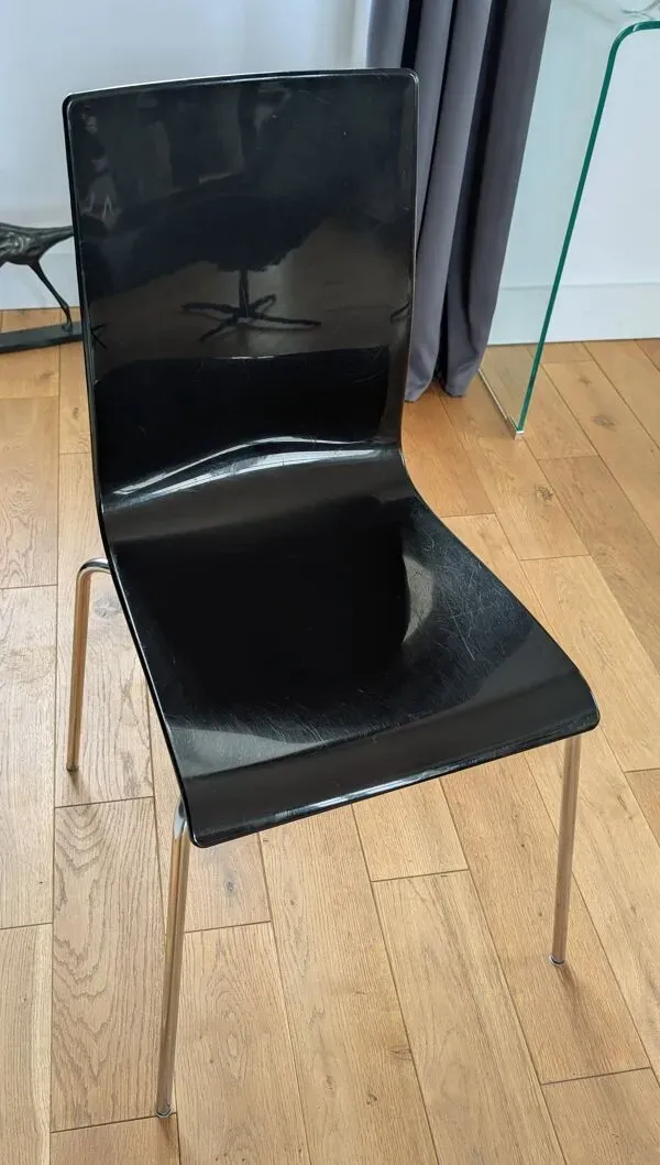 Illustration numéro 5 du produit Lot de 6 chaises Galvano Tecnica (Italie) – Design Industriel Chic – 5 Noir