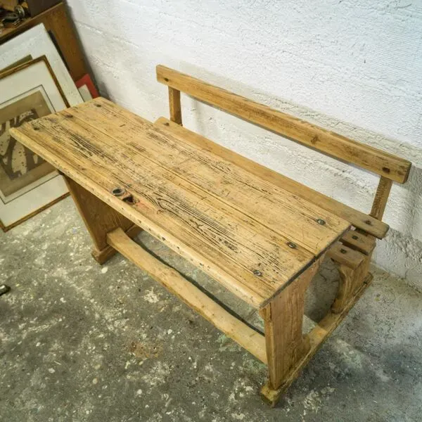 Illustration numéro 5 du produit Bureau pupitre d'écolier double en bois