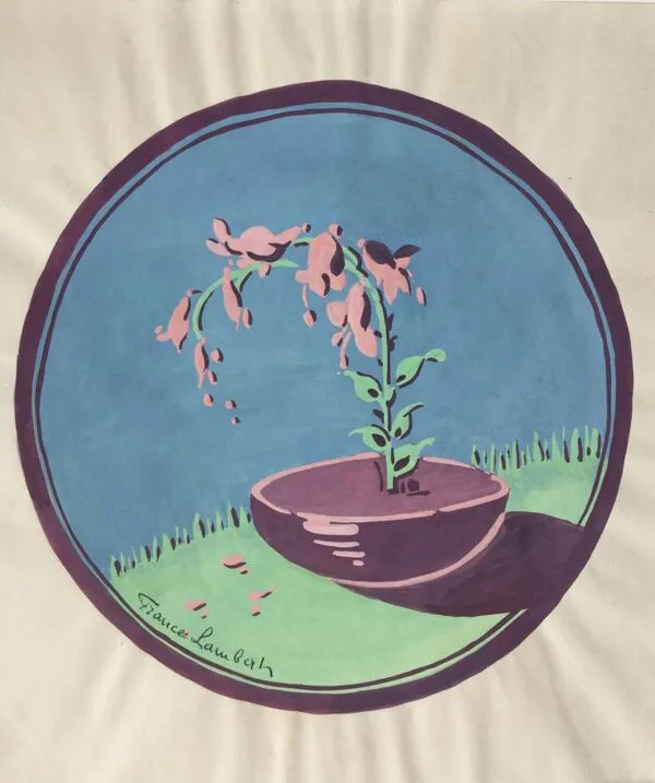 Illustration numéro 5 du produit Les campanules.Gouache Art déco de France Lambert, 1902-1981.