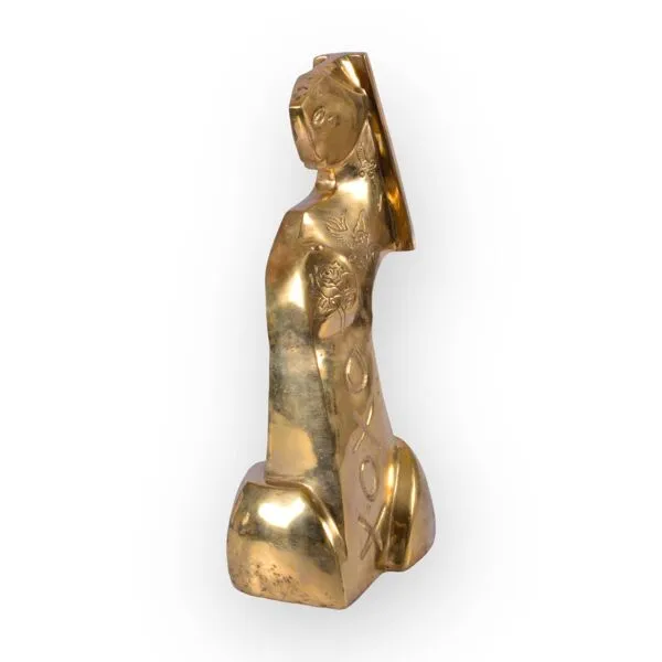 Illustration numéro 5 du produit S'il vous plaît, aimez-moi - Sculpture en bronze patiné or par Andreas Wargenbrant 4/25
