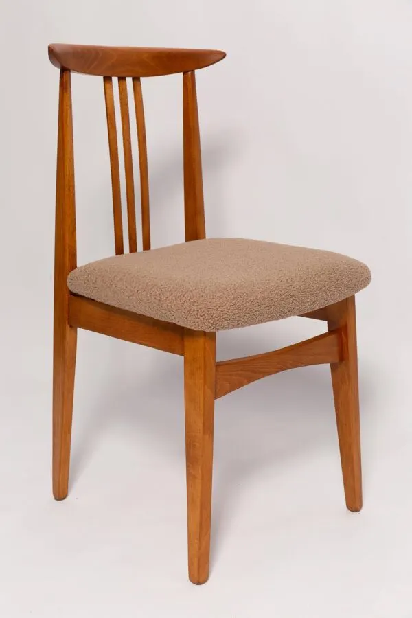 Illustration numéro 5 du produit Chaise Mid-Century Latte Bouclé, Bois Moyen, M. Zielinski, Europe 1960s