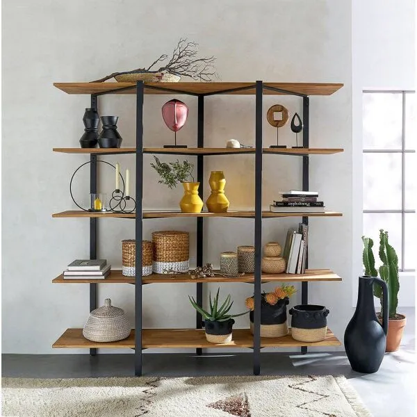 Illustration numéro 5 du produit Bibliothèque HIBA - La Redoute Intérieurs - Chêne massif & acier noir