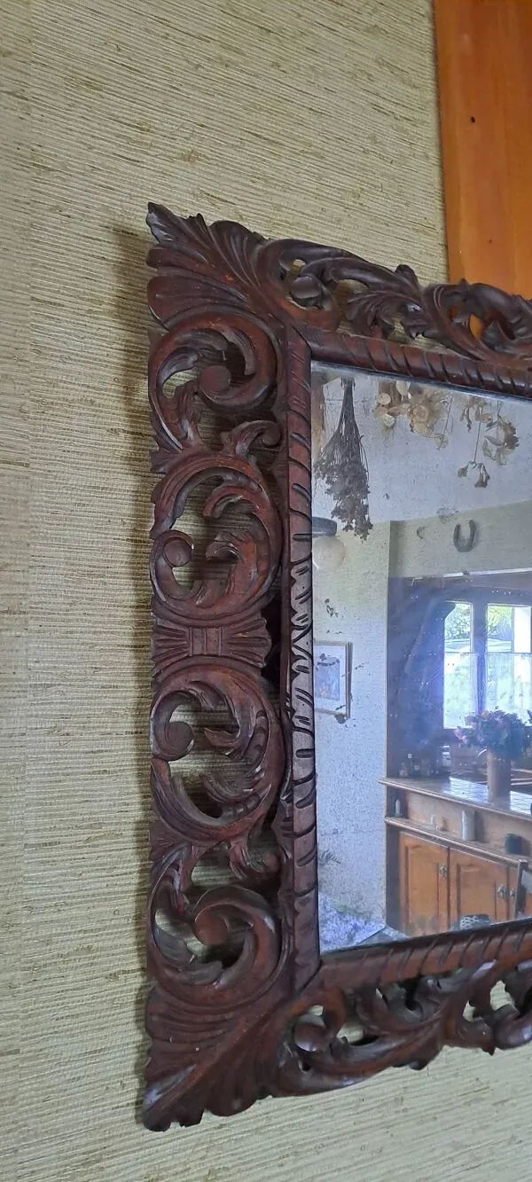 Illustration numéro 5 du produit Miroir Bisaut rectangulaire encadrement en bois sculpté Style HENRI II