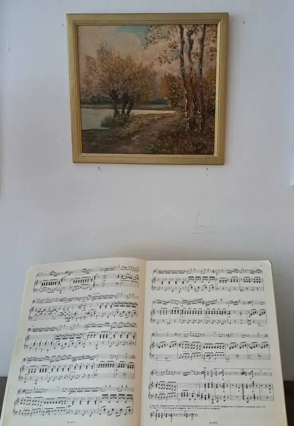 Illustration numéro 5 du produit Tableau impressionniste, Huile sur bois début XXème, paysage romantique