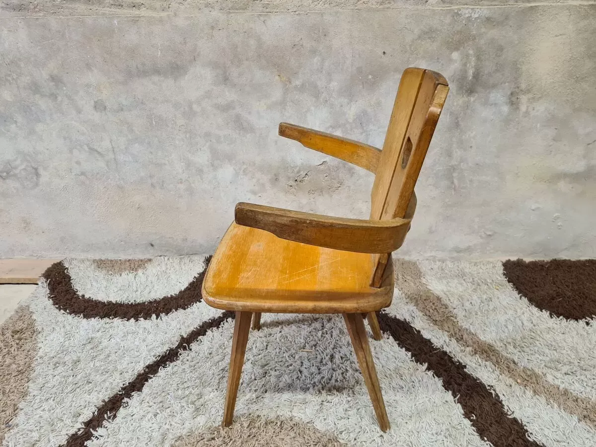 Illustration numéro 5 du produit Chaise bois brutaliste 1960