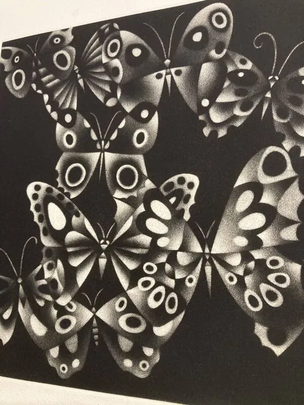 Illustration numéro 5 du produit Mario avati (1921-2009), papillons, manière noire, 1970