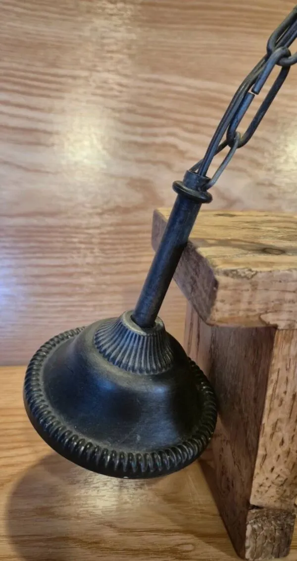 Illustration numéro 5 du produit Suspension lustre style vitrail années 60's vintage ancienne en verre