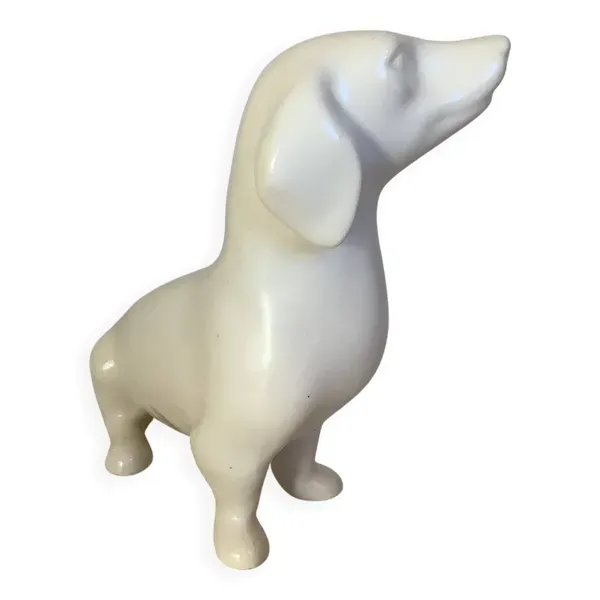 Illustration numéro 5 du produit Chien en céramique blanche