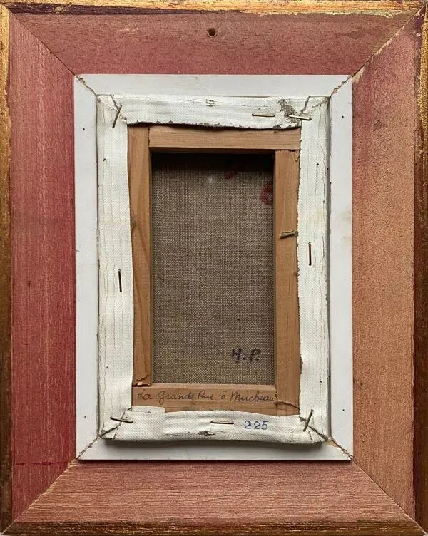 Illustration numéro 5 du produit Tableau HST Henri Plubel XX° ''Grande rue de Mirebeau sur Bèze'' + cadre