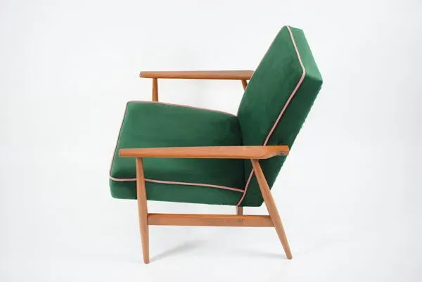 Illustration numéro 5 du produit Fauteuil vintage années 1970 velours bouteille verte