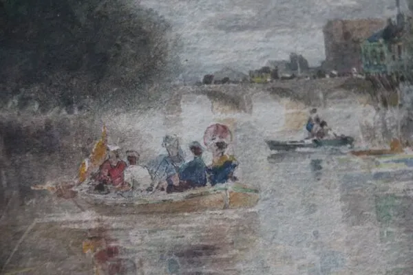 Illustration numéro 5 du produit Octave Alfred SAUNIER Aquarelle Ecole de Barbizon 1877