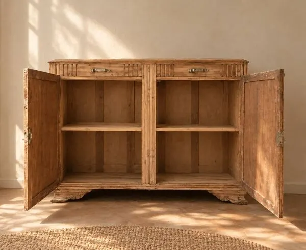 Illustration numéro 5 du produit Grand buffet ancien Art Déco en bois (noyer) – plateau en marbre