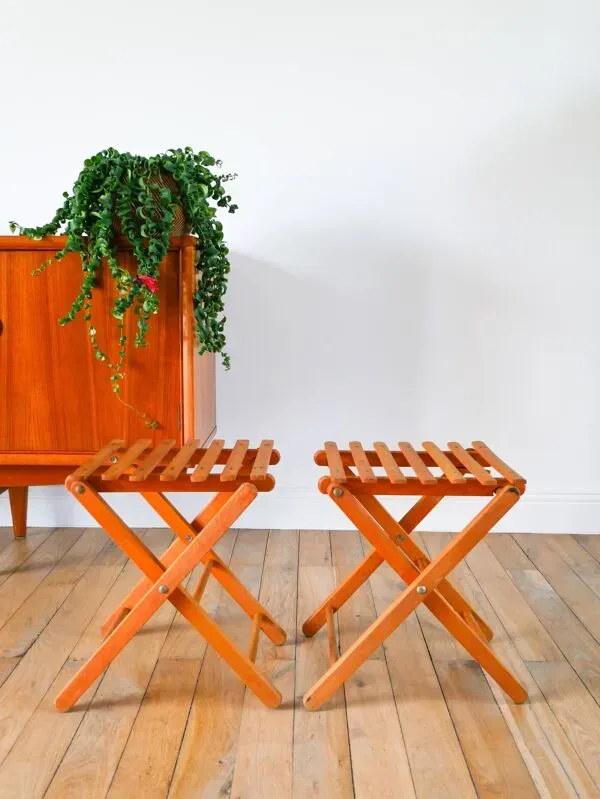 Illustration numéro 5 du produit Paire de tabourets pliants anciens