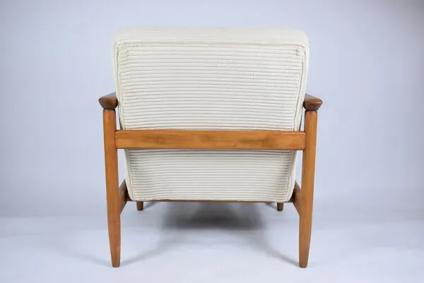 Illustration numéro 5 du produit Fauteuil scandinave d’origine rénové années 1960, teck, cordon beige