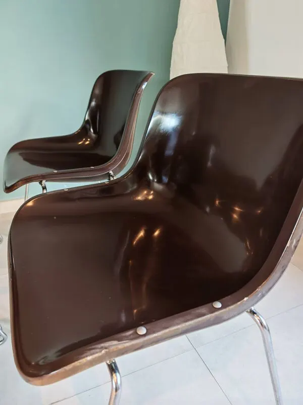 Illustration numéro 5 du produit 4 chaises Space Age marron et chrome, 1970