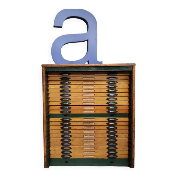 Illustration numéro 5 du produit Meuble à caractères d'imprimerie vintage   Rangement industriel   Lettres en plomb originales