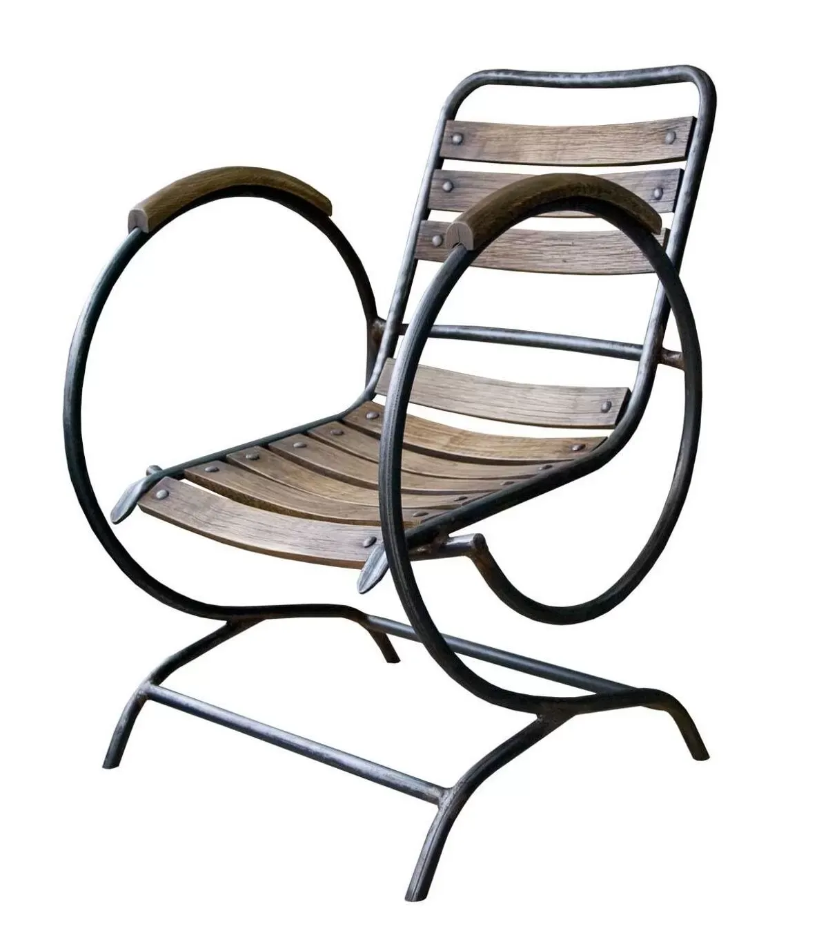 Illustration numéro 5 du produit Fauteuils industriels en metal et bois style années 50