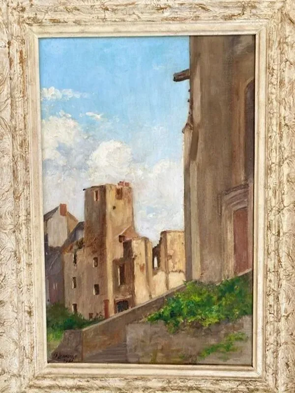 Illustration numéro 5 du produit Tableau ancien, paysage signé Lemoine, daté 1951