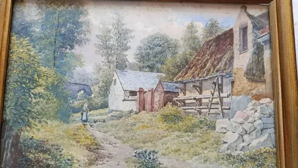 Illustration numéro 5 du produit Aquarelle 1907 d'Albert Gysel ferme à la motte au bois vers la bourre nord