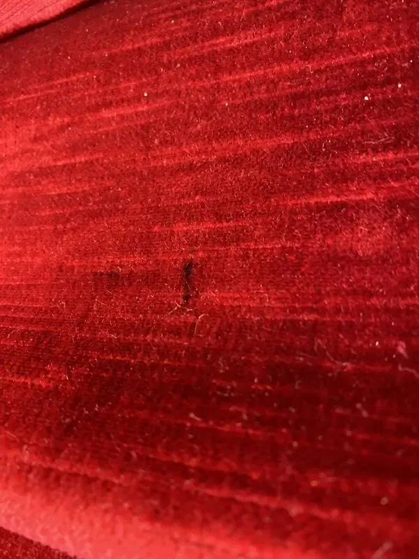 Illustration numéro 5 du produit Fauteuil crapaud en velours rouge à franges