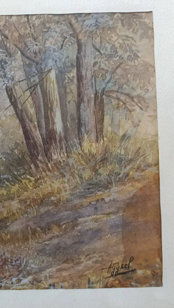 Illustration numéro 5 du produit Aquarelle 1907 d'Albert Gysel rivière la bourre vers la motte au bois nord