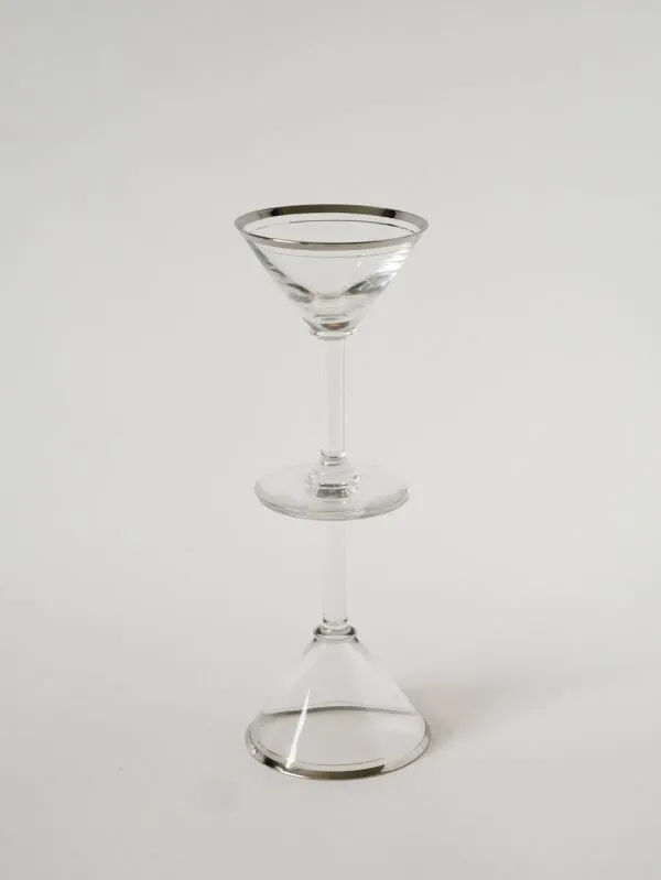 Illustration numéro 5 du produit Lot de 6 verres à cocktail, Martini, liseré chromé, Art Déco, 1930