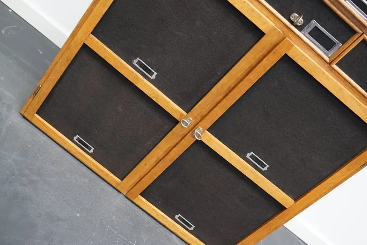 Illustration numéro 5 du produit German industrial apothecary cabinet in oak and pine, mid-20th century