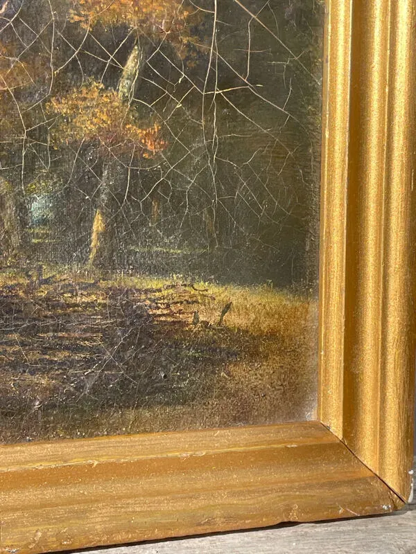 Illustration numéro 5 du produit Tableau ancien école de Barbizon signé / huile sur toile signée