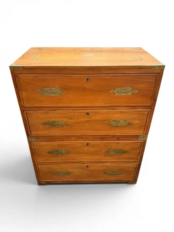 Illustration numéro 5 du produit Commode secrétaire de marine teck et laiton ancien