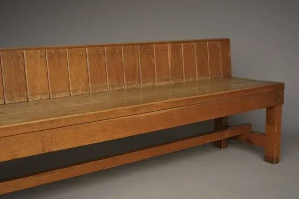 Illustration numéro 5 du produit Banc traditionnel hollandais en chêne, école de Delft, années 1920