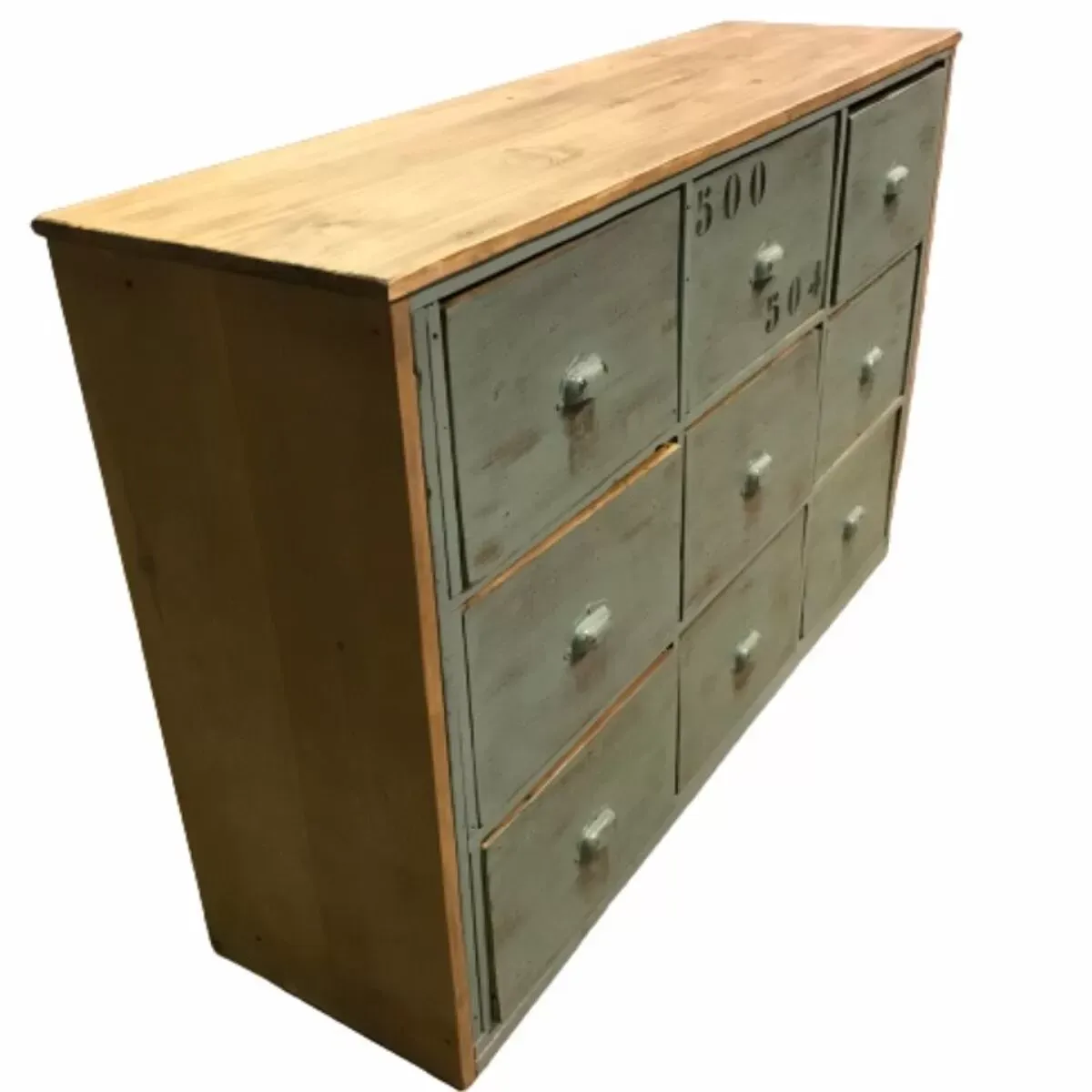 Illustration numéro 5 du produit Meuble de metier enfilade a tiroirs en bois restauré