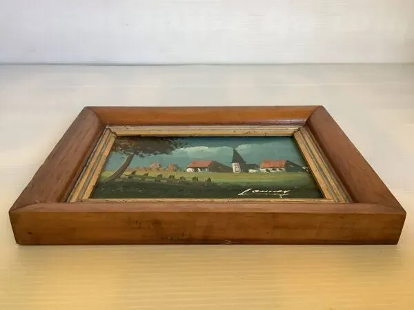 Illustration numéro 5 du produit Petit tableau de paysage huile sur panneau signé