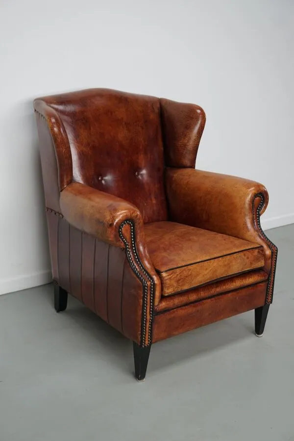 Illustration numéro 5 du produit Fauteuil club néerlandais vintage en cuir cognac, années 1970