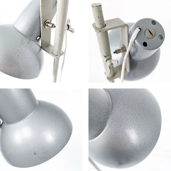 Illustration numéro 5 du produit Lampadaire trépied vintage en métal gris, style atelier réglable