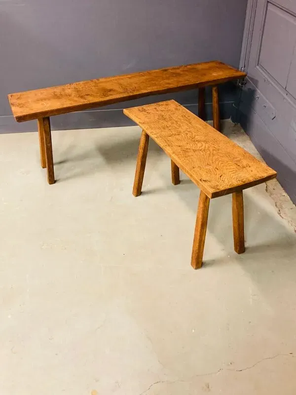 Illustration numéro 5 du produit Banc industriel / table de boucher, années 1950, chêne massif - grand modèle